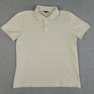 Banana Republic Polo‎ Shirt Mens XL Beige Striped Fitted Short Sleeve